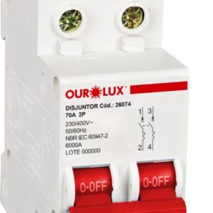DISJUNTOR DIN BIPOLAR 70A(C) 26074 OUROLUX